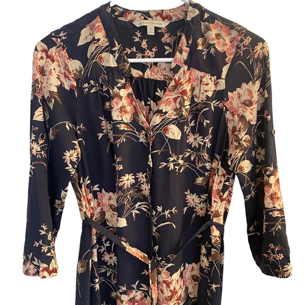41 Hawthorn Navy Floral Roll Cuff Dress Sz XSP - Picture 2 of 10